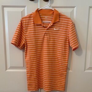 Nike Men's Small Vibrant Orange Polo with Stripes